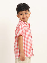 Load image into Gallery viewer, Campana Boys Yuki Short Sleeve Cotton Shirt - Checks - Red &amp; White
