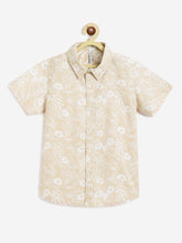 Load image into Gallery viewer, Campana Boys Yuki Short Sleeve Cotton Shirt - Hawaiian Print - White &amp; Beige
