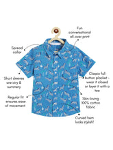 Load image into Gallery viewer, Campana Boys Yuki Short Sleeve Cotton Shirt - Zebra Print - Blue
