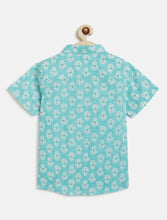 Load image into Gallery viewer, Campana Boys Yuki Short Sleeve Cotton Shirt - Block Print - Sky Blue
