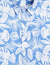 Load image into Gallery viewer, Campana Boys Yuki Short Sleeve Cotton Shirt - Hawaiian Print - Blue &amp; White
