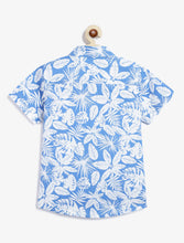 Load image into Gallery viewer, Campana Boys Yuki Short Sleeve Cotton Shirt - Hawaiian Print - Blue &amp; White
