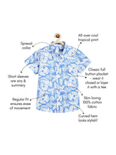 Load image into Gallery viewer, Campana Boys Yuki Short Sleeve Cotton Shirt - Hawaiian Print - Blue &amp; White
