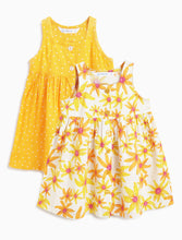 Load image into Gallery viewer, Campana Girls Amy Pack of 2 Printed Dresses - Flowers &amp; Dots - Orange &amp; White
