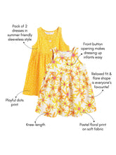 Load image into Gallery viewer, Campana Girls Amy Pack of 2 Printed Dresses - Flowers &amp; Dots - Orange &amp; White
