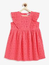 Load image into Gallery viewer, Campana Girls Janet Frilly Dress - Schiffli Embroidery - Rich Peach
