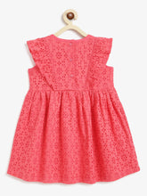 Load image into Gallery viewer, Campana Girls Janet Frilly Dress - Schiffli Embroidery - Rich Peach
