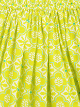 Load image into Gallery viewer, Campana Girls Papiha Lehenga Choli Set - Floral Lattice Print - Turquoise &amp; Lime Green
