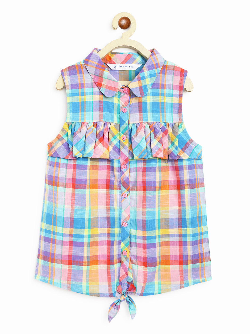 Campana Girls Vickie Shirt-Style Top - Checks - Multicolour