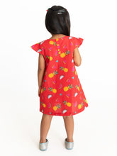 Load image into Gallery viewer, Campana Girls Suzy Dress with Bow - Fruit Print - Red
