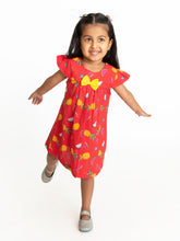Load image into Gallery viewer, Campana Girls Suzy Dress with Bow - Fruit Print - Red

