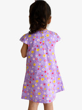 Load image into Gallery viewer, Campana Girls Suzy Dress with Bow - Floral Print - Purple &amp; Yellow
