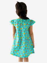 Load image into Gallery viewer, Campana Girls Suzy Dress with Bow - Strawberries Print - Blue &amp; Yellow
