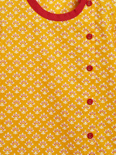 Load image into Gallery viewer, Campana Boys Ananda Dhoti Kurta Set - Small Petal Motif - Yellow &amp; Maroon
