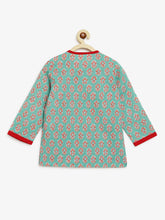 Load image into Gallery viewer, Campana Boys Ananda Dhoti Kurta Set - Block Print - Sage Green &amp; Red
