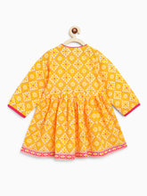 Load image into Gallery viewer, Campana Girls Asmi Dhoti Set - Floral Lattice Print - Yellow &amp; Magenta
