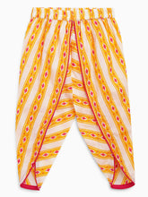 Load image into Gallery viewer, Campana Girls Asmi Dhoti Set - Floral Lattice Print - Yellow &amp; Magenta
