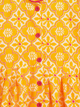 Load image into Gallery viewer, Campana Girls Asmi Dhoti Set - Floral Lattice Print - Yellow &amp; Magenta
