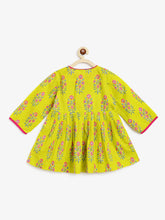 Load image into Gallery viewer, Campana Girls Asmi Dhoti Set - Boota Print - Lime Green
