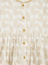 Load image into Gallery viewer, Campana Girls Asmi Dhoti Set - Gold Foil Print - Off-White &amp; Gold
