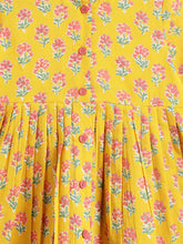 Load image into Gallery viewer, Campana Girls Asmi Dhoti Set - Floral Block Print - Yellow &amp; Pink
