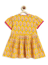 Load image into Gallery viewer, Campana Girls Ruhi Kurta with Afghani Salwar Set - Paisley Block Print - Yellow &amp; Magenta
