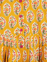 Load image into Gallery viewer, Campana Girls Ruhi Kurta with Afghani Salwar Set - Paisley Block Print - Yellow &amp; Magenta
