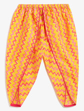 Load image into Gallery viewer, Campana Girls Asmi Dhoti Set - Floral &amp; Chevron Print - Yellow
