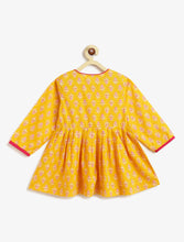 Load image into Gallery viewer, Campana Girls Asmi Dhoti Set - Floral &amp; Chevron Print - Yellow
