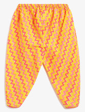 Load image into Gallery viewer, Campana Girls Asmi Dhoti Set - Floral &amp; Chevron Print - Yellow
