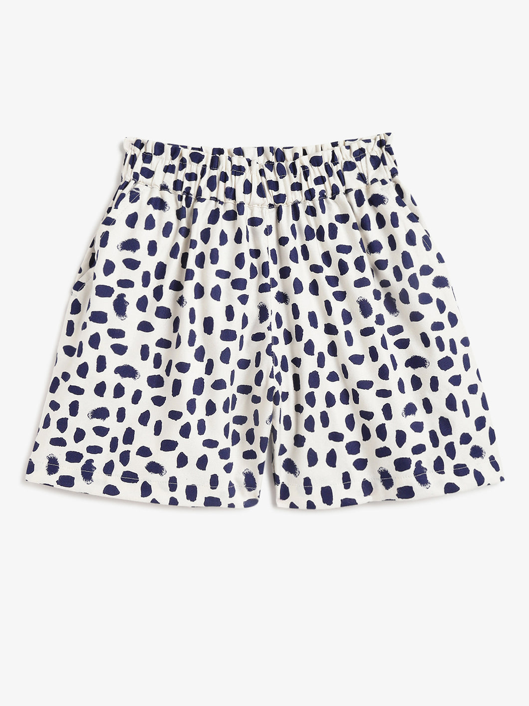 Campana Girls Luna Printed Shorts - Dots - White & Navy Blue