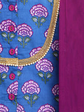 Load image into Gallery viewer, Campana Girls Koel Lehenga Choli with Dupatta Set - Majestic Flower Block Print - Purple
