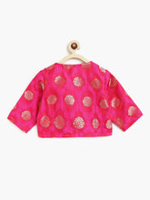 Load image into Gallery viewer, Campana Girls Koel Lehenga Set - Jacquard Motif - Pink
