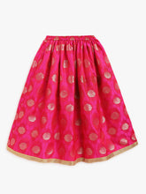 Load image into Gallery viewer, Campana Girls Koel Lehenga Set - Jacquard Motif - Pink
