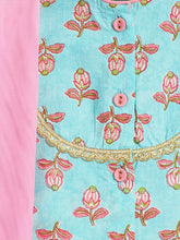 Load image into Gallery viewer, Campana Girls Koel Lehenga Set - Flower Bud Print - Sky Blue &amp; Pink
