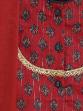 Load image into Gallery viewer, Campana Girls Koel Lehenga Set - Festive Blockprint - Red &amp; Green
