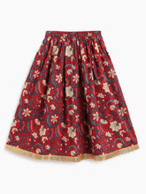 Load image into Gallery viewer, Campana Girls Koel Lehenga Set - Festive Blockprint - Red &amp; Green
