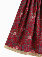 Load image into Gallery viewer, Campana Girls Koel Lehenga Choli with Dupatta Set - Divine Forest Print - Maroon
