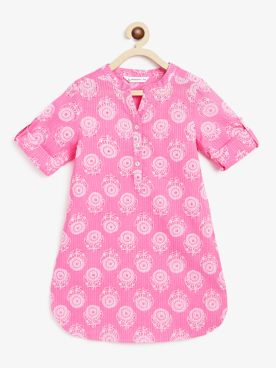 Campana Girls Urvashi Kurta - Kanthawork - Pink