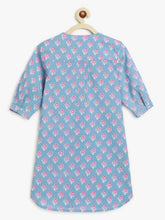 Load image into Gallery viewer, Campana Girls Urvashi Kurta -Small Flower Print - Grey &amp; Pink
