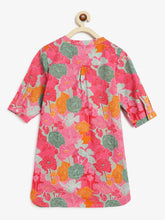 Load image into Gallery viewer, Campana Girls Urvashi Kurta - Bold Florals - Pink &amp; Green
