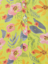 Load image into Gallery viewer, Campana Girls Urvashi Kurta - Watercolour Florals - Lime Green
