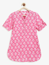 Load image into Gallery viewer, Campana Girls Urvashi Kurta - Block Print - Pink
