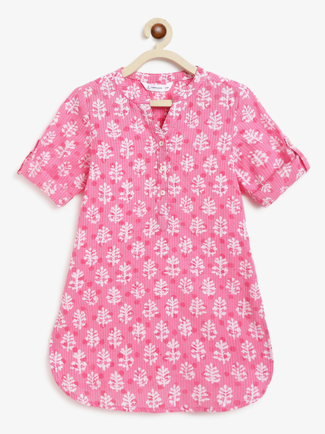 Campana Girls Urvashi Kurta - Block Print - Pink