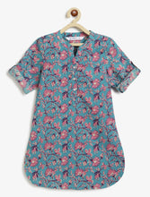 Load image into Gallery viewer, Campana Girls Urvashi Kurta - Seamless Floral Print - Teal &amp; Purple
