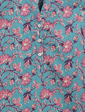 Load image into Gallery viewer, Campana Girls Urvashi Kurta - Seamless Floral Print - Teal &amp; Purple
