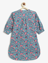 Load image into Gallery viewer, Campana Girls Urvashi Kurta - Seamless Floral Print - Teal &amp; Purple
