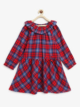 Load image into Gallery viewer, Campana Girls Chloe Full Sleeve Dress - Checks - Red &amp; Blue
