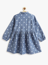 Load image into Gallery viewer, Campana Girls Ava Button Down Dress - Star Print - Denim Blue
