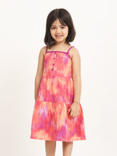 Load image into Gallery viewer, Campana Girls Myra Midi Dress - Sunset Canvas - Orange &amp; Purple
